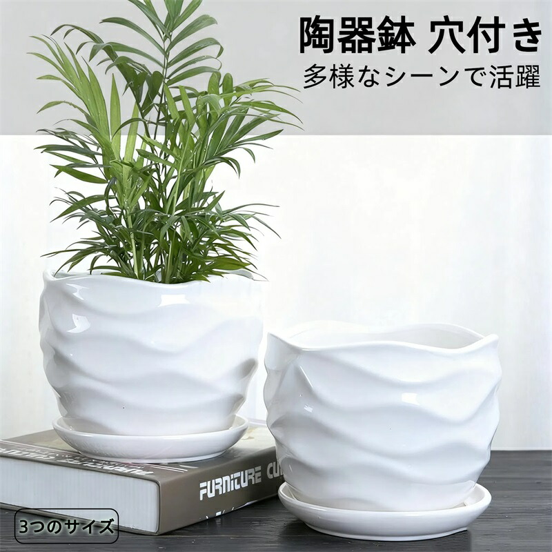 楽天市場】鉢 植木鉢 陶器鉢 観葉植物 陶器 プランター 受け皿付き 穴 