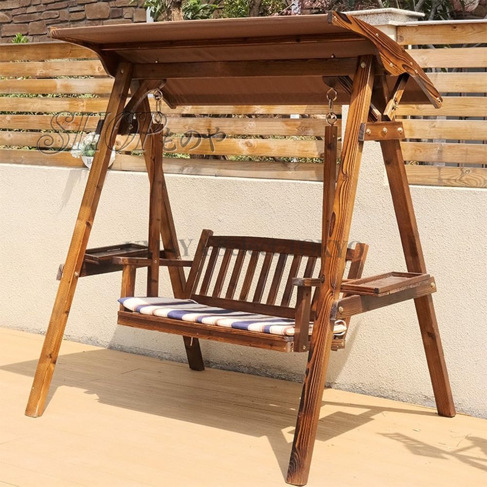 ブランコ 木製 屋外 二人乗り ぶらんこ 屋根付き 2人用 庭 ガーデニング 大型 遊具 ガーデン 木製ベンチスイング 室内 ガーデンスイングチェア が付いている|UMAYA-Select.TOKYO