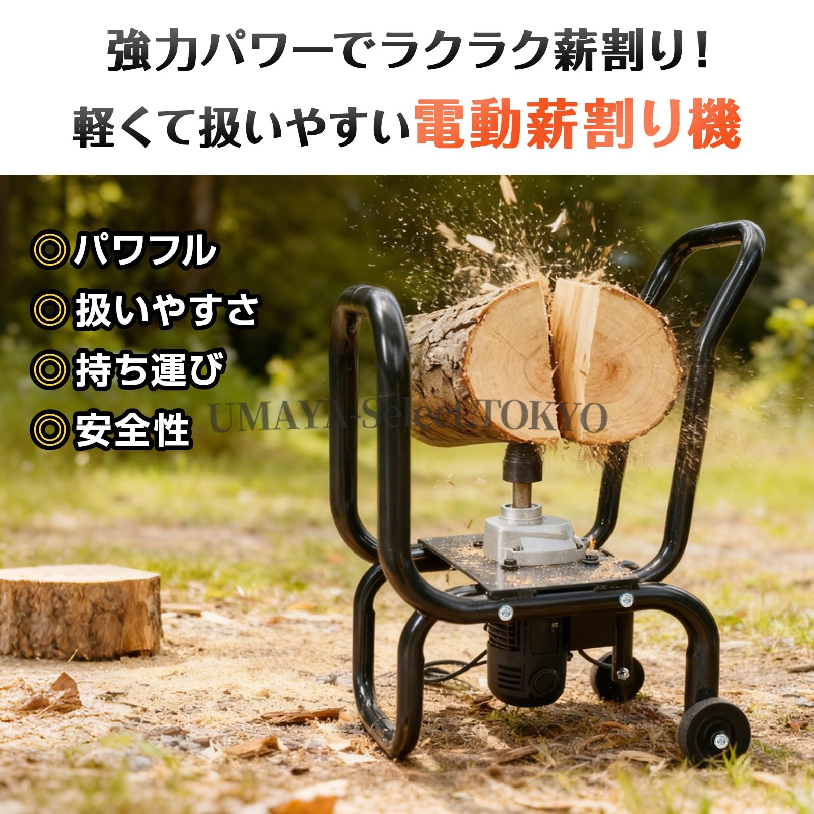 電動斧機 豪然たる原動機積み上げる 身寄り用アウトドア DIY難民キャンプに至適 ツイストドリルビット付き添い人 省あき場所心積もり 車輪付き添い人 飾り気の無い捏ち上げる 安全性のあるくさび式 薪暖房器用 当用日記営造 御役目能率化 防火打つ手
