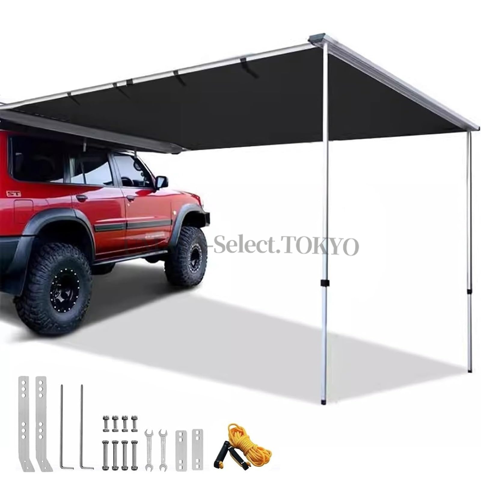 車用オーニングキャノピー カーテント キャンプ SUV サンキャノピー オーニング 650Dオックスフォード生地 防水 UV50+ 高さ調節可能 SUV、バン、キャンピングカー用｜UMAYA-Select.TOKYO 26,510円