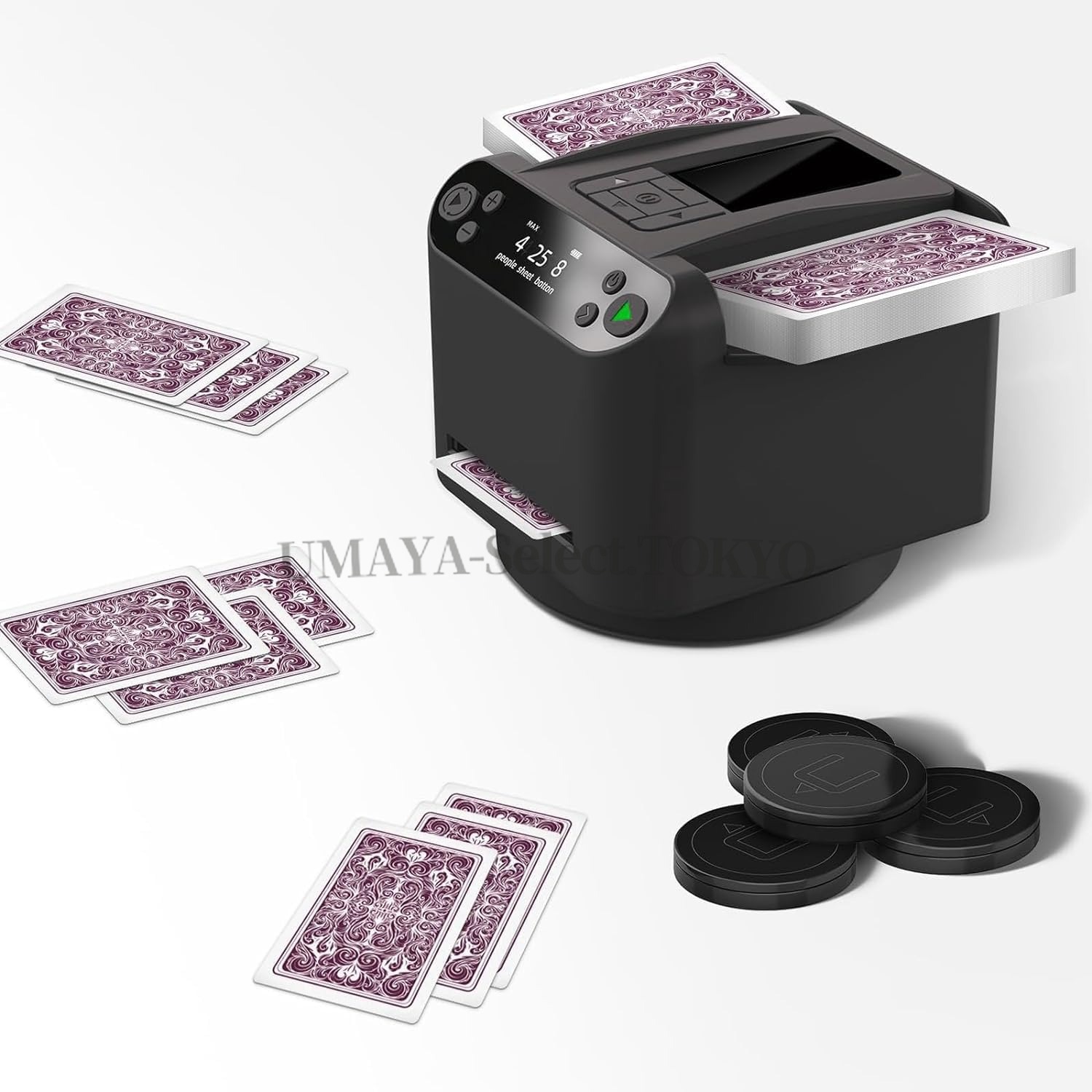 【ポイント3倍!7月限定!店舗の人気商品!】自動カードシャッフルおよびカードデ 電動カード シャッフラー シャッフル ィーラーマシン、回転カードディーラー、カジノトランプテーブルアクセサリー、不正行為のリスクを軽減、ポーカー、UNO、ブラックジャック用|UMAYA-Select.TOKYO