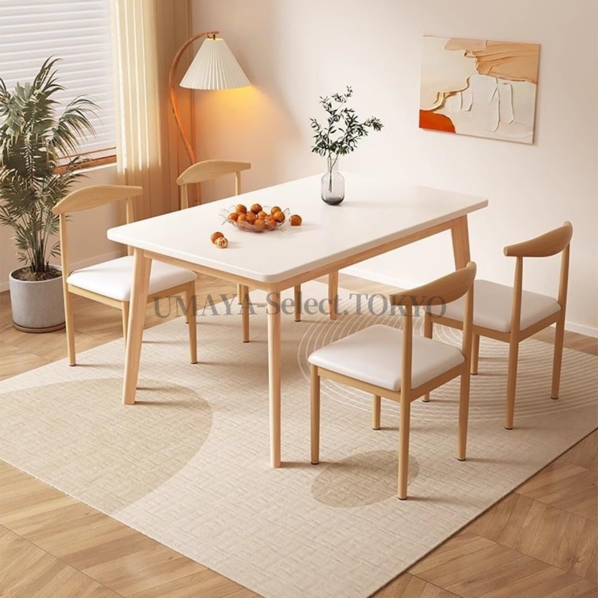 ダイニングセット 4人用 5点セット 木製 食卓 4人掛け チェア 幅120cm キッチンテーブル ベンチ イス4脚 天然木 木目調 テーブルセット 組立簡単|UMAYA-Select.TOKYO