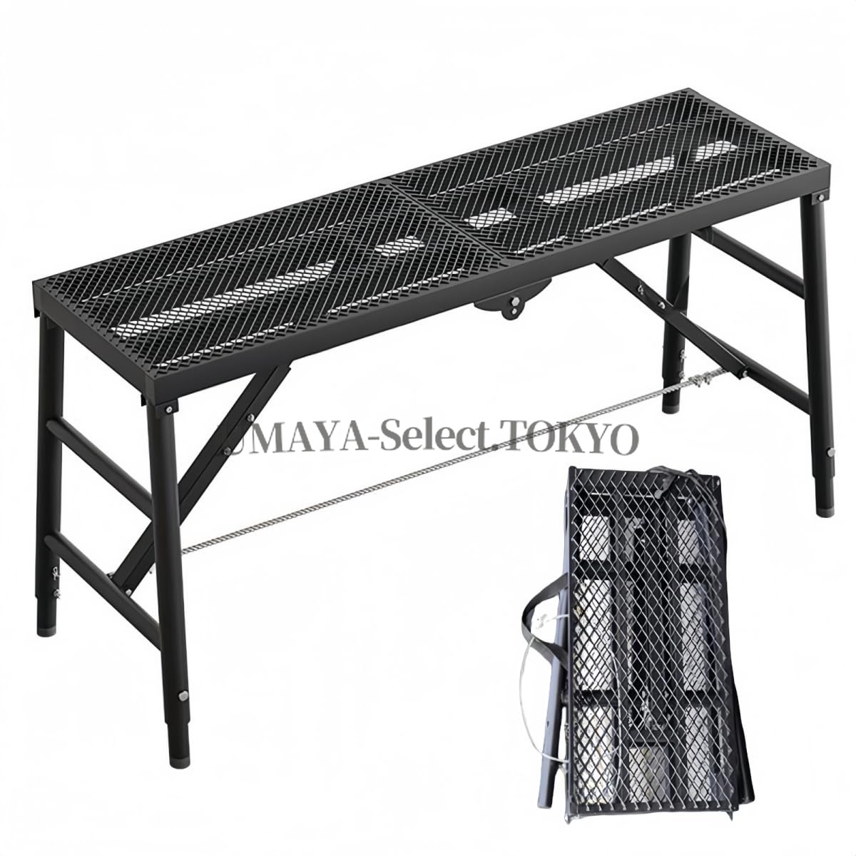 折りたたみ足場台 アジャスト式高所作業台 伸縮式脚立 炭素鋼180×40cm 高さ調節可能 耐荷重150kg プロ仕様滑り止め 家庭用洗車 工事現場 屋内屋外収納場所を取らない ハイスタイル1.5m ブラック 足場タワー ステップ台 立ち馬|UMAYA-Select.TOKYO