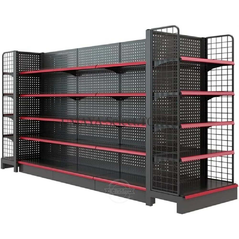 業務用スナックラック 5段頑丈メタルシェルフ 540kg耐荷重 スーパーマーケットコンビニ店舗用フロアディスプレイスタンド 収納棚 省スペース設置 350cm幅78奥行き165cm高さ ブラック|UMAYA-Select.TOKYO