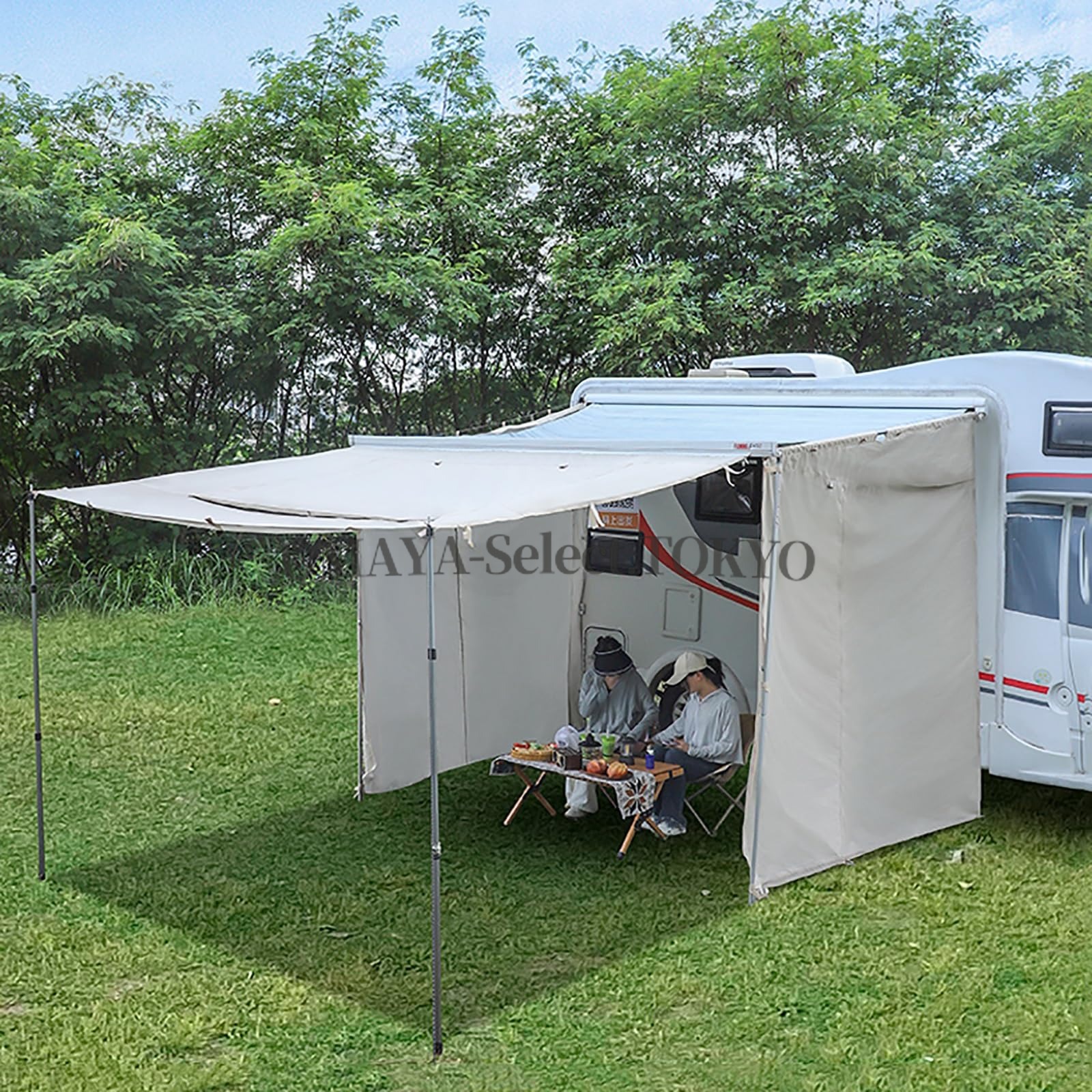 車用オーニングテント285x230x220cmオックスフォード素材防水防風スクリーンポーチ付簡単セットアップキャンプ用拡張ルーム更衣室兼用省スペース設計|UMAYA-Select.TOKYO