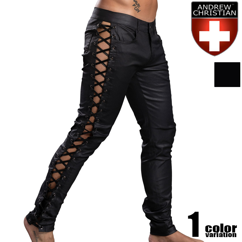 AndrewChristian/アンドリュークリスチャン F.A.G. Capsule X-Rated Pants ボトムス ロングズボン下 編み上げ 姿勢開けっ広げ メンズ ズボン 流行り物
