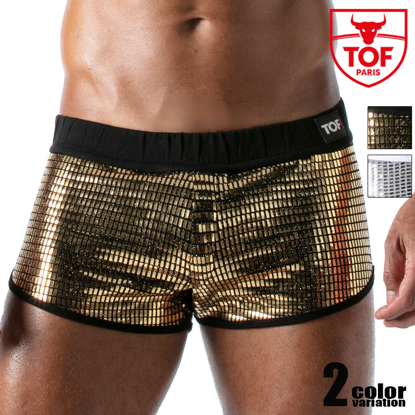 TOF PARIS/Trends Of Friends Star Mini-Shorts Gold スパンコール 光輝 遊撃手ズボン下 さる股引き  一分丈メンズ