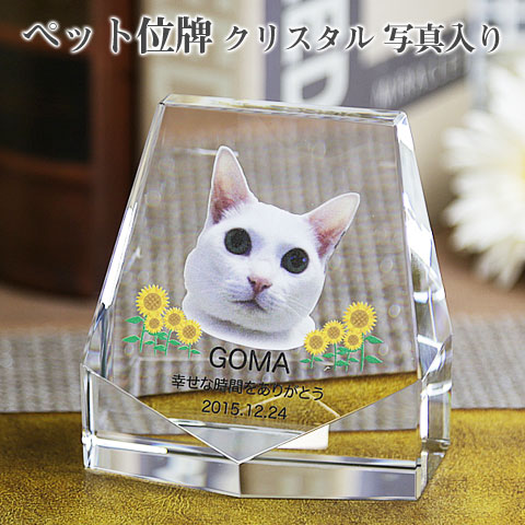 【ペット位牌】【オーダーメイド・ペット位牌・クリスタル位牌】 【ペット仏器・ペットメモリアル】【ペット供養】 メモリアルクリスタル ヘキサゴン PHOT用 【送料無料・名入れ彫刻・フルカラー印刷】