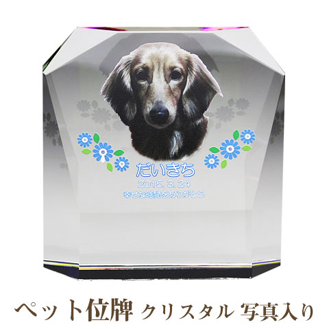 【ペット位牌】【オーダーメイド・ペット位牌・クリスタル位牌】 【ペット仏器・ペットメモリアル】【ペット供養】 メモリアルクリスタル モダン PHOT用 【送料無料・名入れ彫刻・フルカラー印刷】