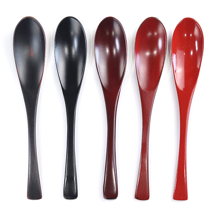 楽天市場】木製スプーン 塗分 赤 黒 全2種 18cm おしゃれ 漆塗り
