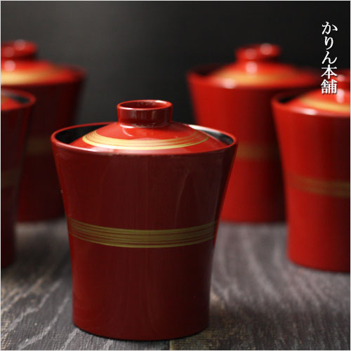 楽天市場】送料無料 お椀 フタ付き汁椀 5客セット 朱 金散らし 40平