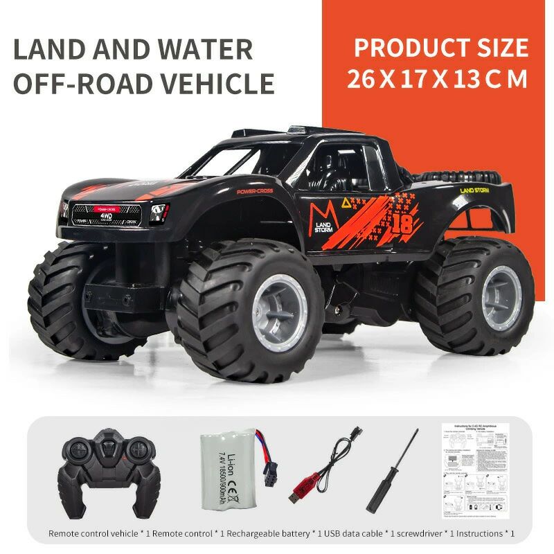 水陸両用 ラジコンカー 子供向け 人気 オフロード 全身防水 2.4Ghz 4WD 360&deg;回転 RCカー 全地形特技車 ラジコンボート おもちゃ 充電池2本付き 男の子 女の子の誕生日 祝日 贈り物 (赤)｜馨琳閣 6,423円