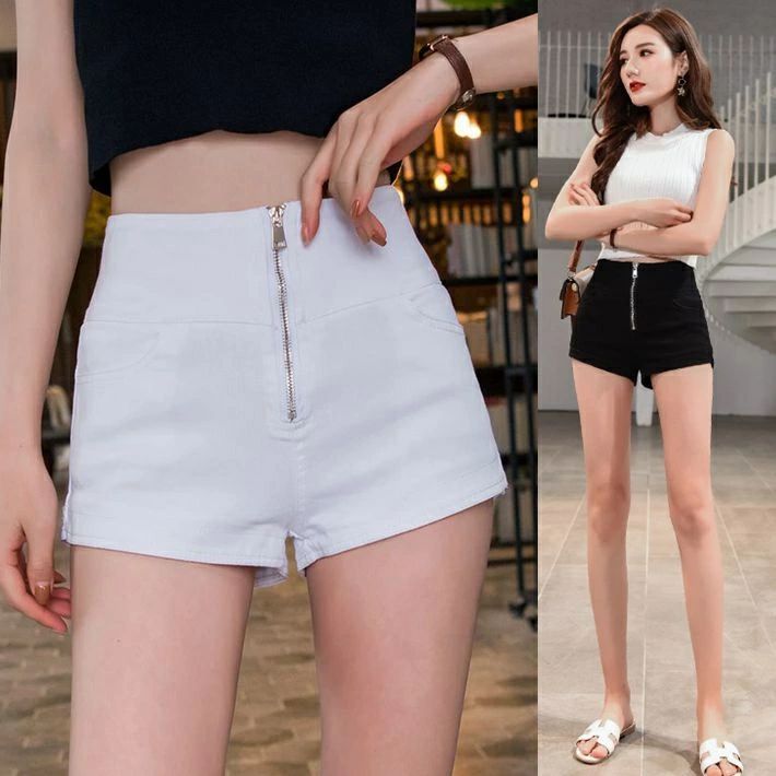 DABUWAWAハイウェスト脚長見え◎ショートパンツ ジェイダ GYDA ハイウエストボタン stretchy カラーショート