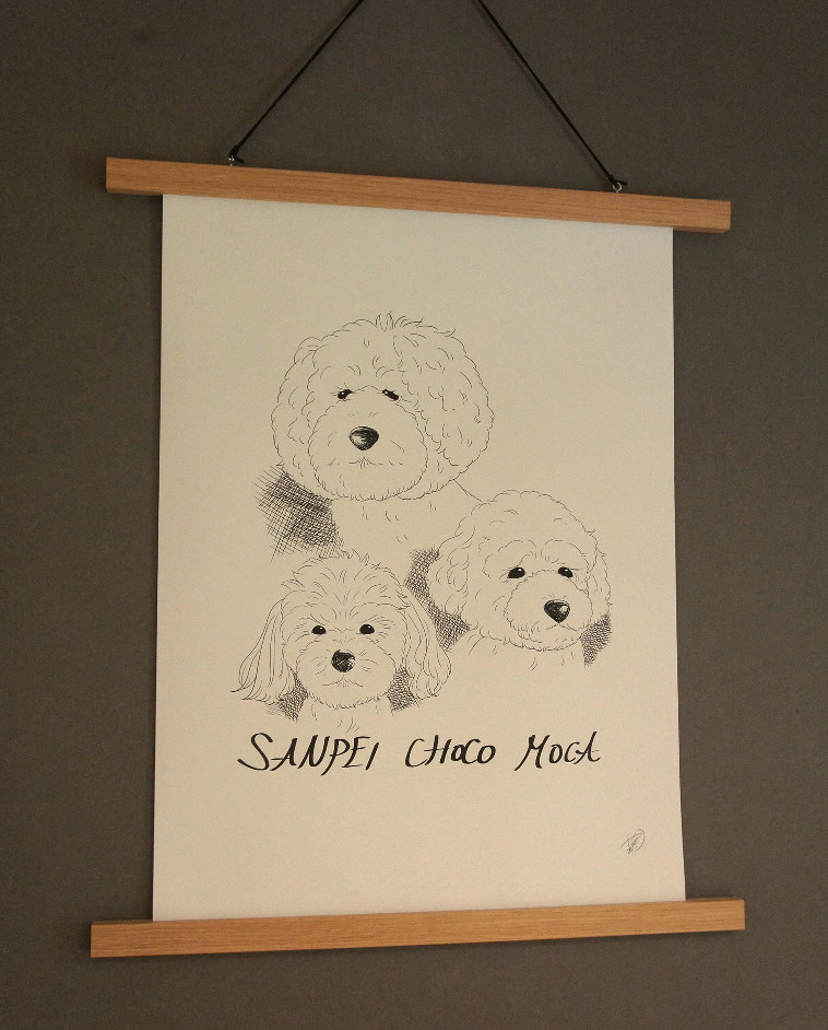 楽天市場 モノクロスタイル 愛犬のイラストを描きます フロム スウェーデン Karu Dog