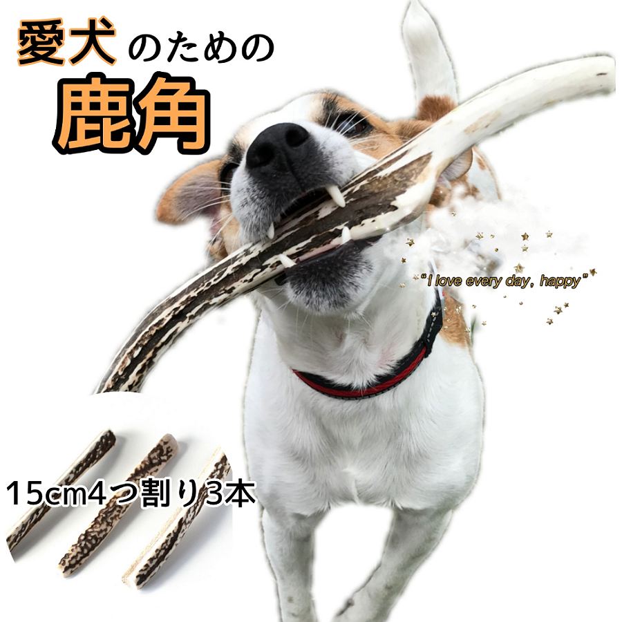 楽天市場 鹿の角 犬 おもちゃ 長さ約15cm 4つ割り 3本セット エゾシカの角 鹿角 長持ち 国産 北海道 知床 天然 エゾ鹿角 おやつ 玩具 デンタルケア ガム 歯磨き 小型犬 しか えぞ鹿 歯周病 えぞ鹿工房カルペ