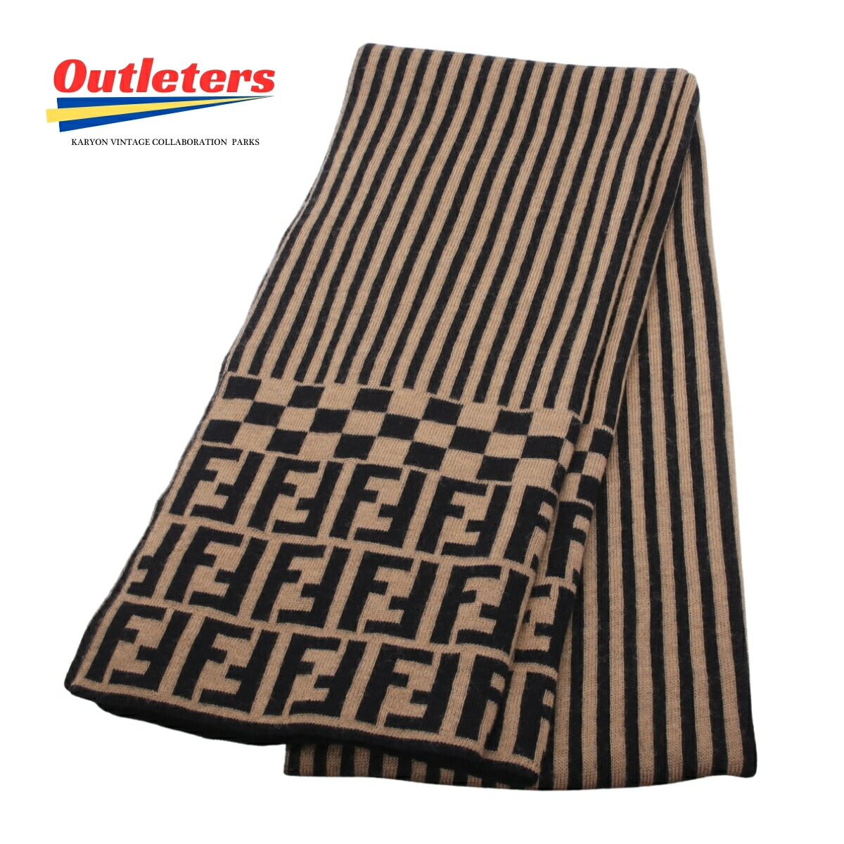 楽天市場】FENDI フェンディ FF柄ストライプマフラー ウール100