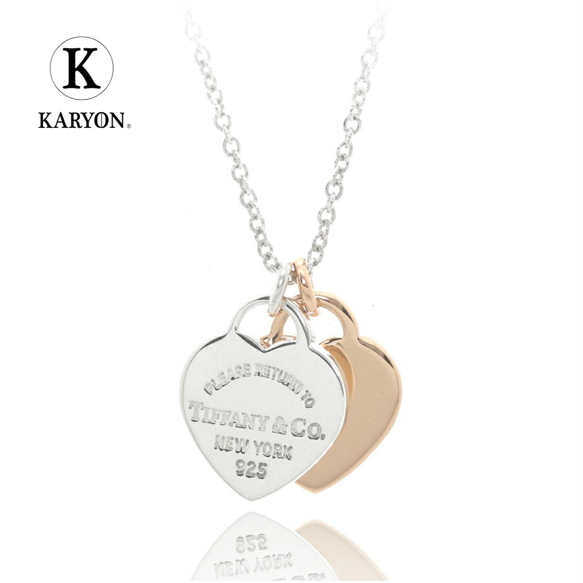 【ギフト品質】ティファニー Tiffany&co ネックレス リターン トゥ ティファニー ダブル ハート タグ ペンダント ミニ シルバー Ag925 ピングゴールド K18PG レディース 女性 彼女 妻 誕生日 記念日 プレゼント ギフト 20代 30代 40代 50代 【動画】【中古】|KARYON-セレクトギフトショップ-