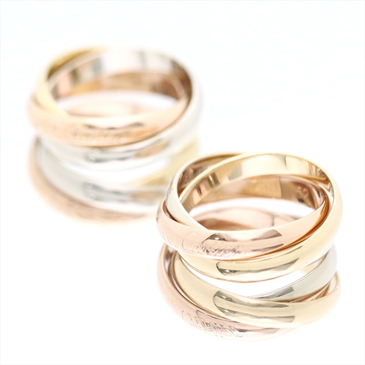 楽天市場 商品動画 ギフト品質 セット販売 4 23号 カルティエ Cartier トリニティリング ペアリング レディース メンズ ３連 ホワイトゴールド ピンクゴールド イエローゴールド B 誕生日 記念日 プレゼント ギフトラッピング 正規品 中古