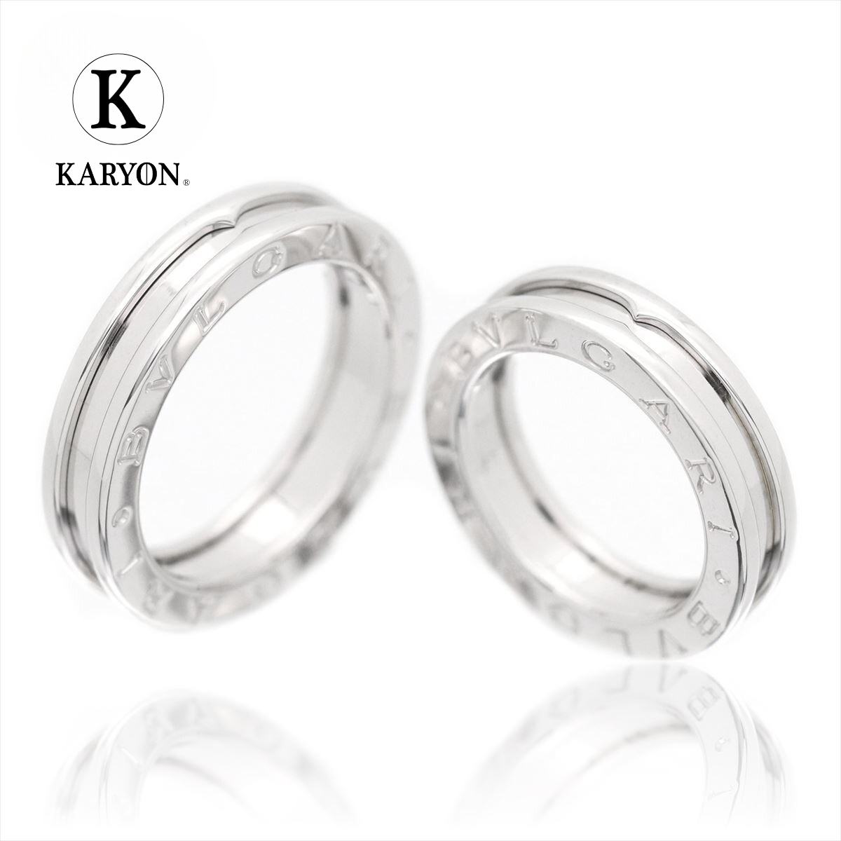 ネーム刻印 1227 ブランドギフトショップ Karyon 事前計測サービス K18wg ホワイトゴールド ギフト品質 ペアリング B Zero1 ペアリング ホワイトゴールド 名入れ ブルガリ Bvlgari 4号 22号 ジュエリー ビーゼロワン