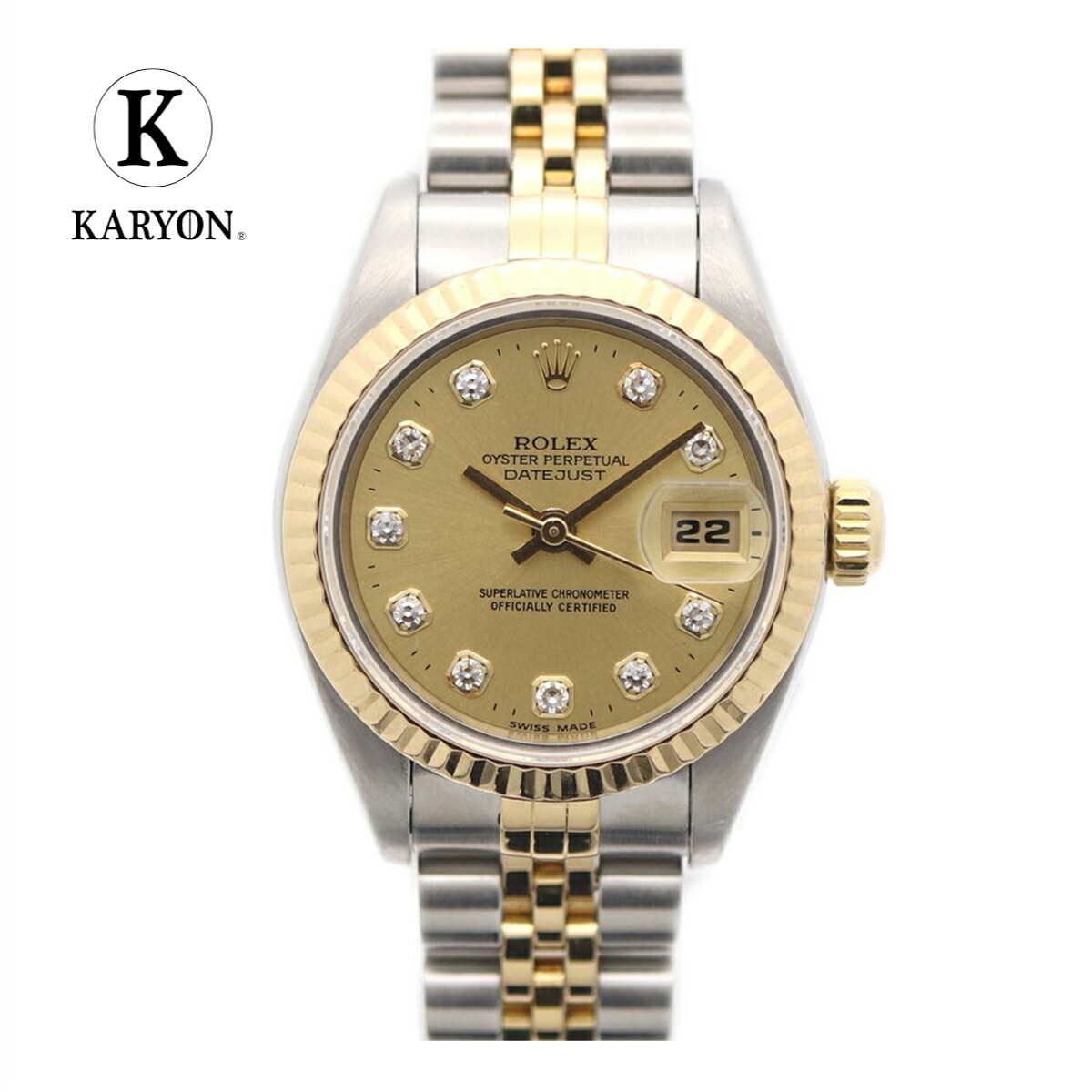 【ギフト品質】ロレックス ROLEX レディース 女性 彼女 妻 腕時計 シルバー ゴールド コンビ 新10P ダイヤモンド ステンレススチール 18金 K18YG 69173G 誕生日 記念日 プレゼント ギフト 20代 30代 40代 50代【動画】【中古】|KARYON-セレクトギフトショップ-