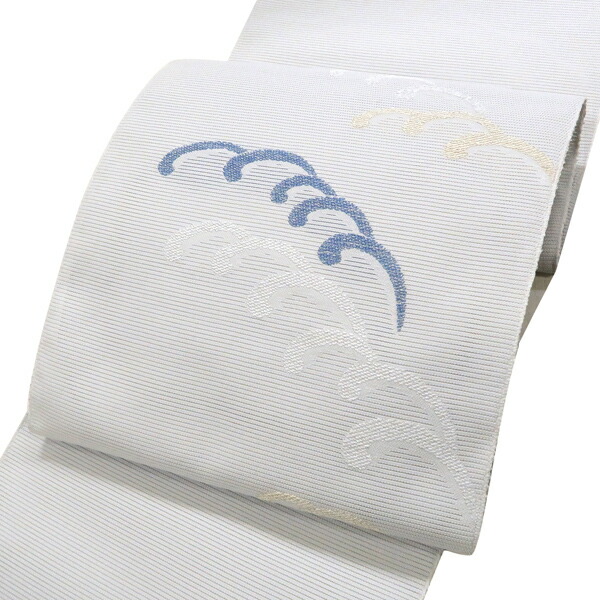 メーカー再生品 帯 Off セール対象品 京都イシハラ Non 84 夏八寸帯 夏名古屋帯 仕立て済み 購入 販売 新品 夏帯 正絹 波頭 ライトグレー 仕立て上がり 西陣織 夏絽名古屋帯 Dgb Gov Bf