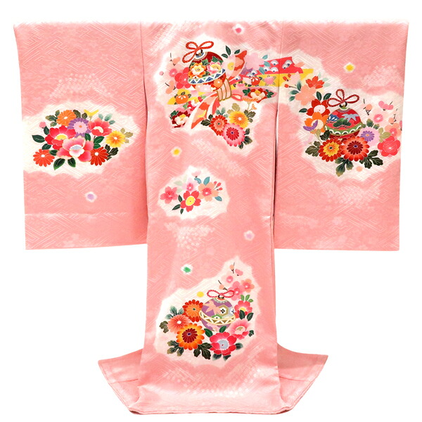 産着 女の子 販売 ピンク お宮参り 絞り 正絹 着物 初着 のしめ 新品 購入 女 宮参り 鈴 束ね熨斗 花 仕立て上がり 赤ちゃん 女児 ju-205