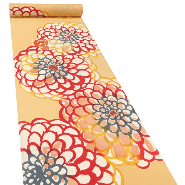 ≪15%OFFクーポンあり≫ツモリチサト tsumori chisato 浴衣 ゆかた オレンジ 高級浴衣 菊 新品 未仕立て 反物 綿 カジュアル お洒落着 お祭り 女浴衣 日本製 女性用 y-202｜京都の着物屋 かさね