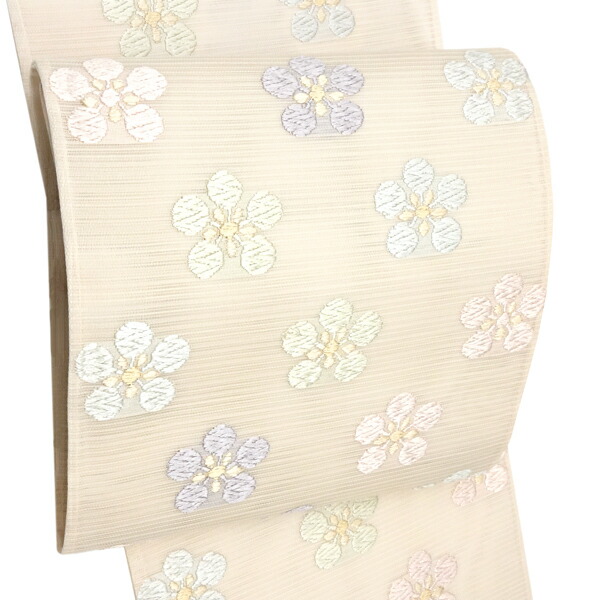 ≪20%OFF/セール中≫夏袋帯 仕立て付き 洛陽織物 生成り オフホワイト 白 フォーマル 夏 袋帯 絽袋帯 夏袋帯 礼装用 絽 西陣織 梅鉢 単衣 夏物 正絹 礼装 販売 購入 新品 仕立て込み 夏帯 fon-403