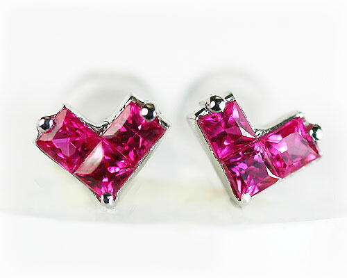 安いそれに目立つ 計0.2ct 楽天市場】18金 ルビー ピアス シェイプ ハート アクセサリー