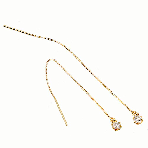 0.2ct ダイヤモンド チェーン ピアス K18 ゴールド ホワイトゴールド ピンクゴールド 一粒 ロング 揺れる 27,170円