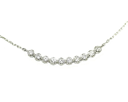 0.2ct ダイヤ シルバー ライン ネックレス ダイヤモンド 天然 Siler 10ストーン