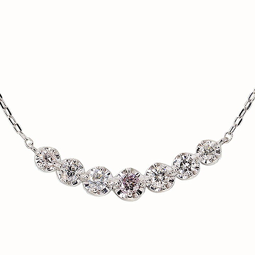 0.3ct 天然ピンク ダイヤ ライン ネックレス K18WG ホワイトゴールド｜ＫＡＳＨＩＭＡ