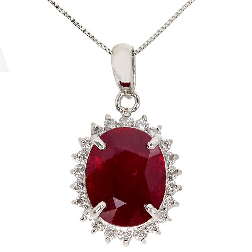3.0ct ルビー ペンダント プラチナ ベネチアンチェーン ダイヤモンド ネックレス 鑑別書