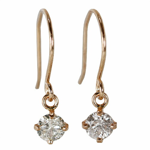 0.2ct ダイヤ フック ピアス PG ピンクゴールド 揺れる チャーム 天然ダイヤ K18PG｜ＫＡＳＨＩＭＡ