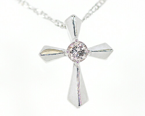 K18WG　0.05ct　ピンクダイヤモンドクロスペンダント｜ＫＡＳＨＩＭＡ