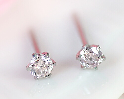 楽天市場】0.1ct ピンクダイヤ 天然 ピアス PG K18ピンクゴールド 6本