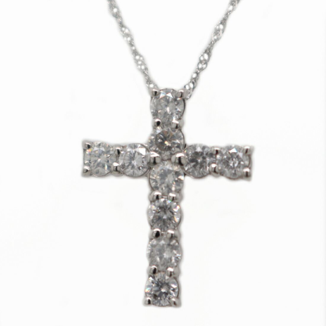 純プラチナ　プラチナ　0.5ct　ダイヤモンド　クロス　ペンダント　純プラチナ台　スクリューネックレス　Pt999