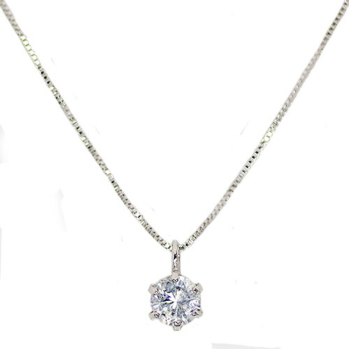0.2ct ダイヤモンド ペンダント K10WG　10金ホワイトゴールド 6爪 シンプル ネックレス 一粒石 1粒
