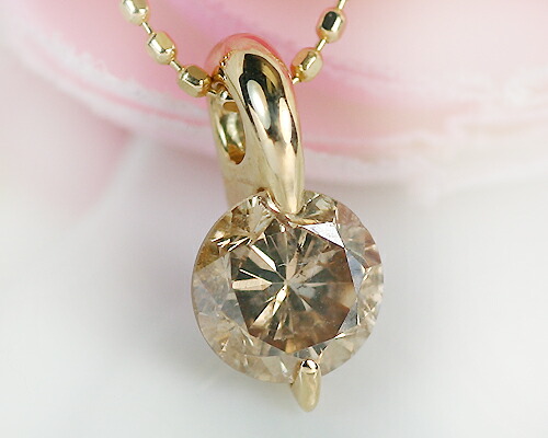 楽天市場】0.3ct ブラウン ダイヤモンド ネックレス K18 WG PG 天然