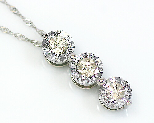 【初回4千円引きクーポン◆5のつく日ポイント5倍】ネックレス ペンダント Pt900 ダイヤモンド 3ストーン 合計1.5ct(1.50ct) プラチナ 鑑別書付 上品 普段使い 30代40代50代 kashima|KASHIMA