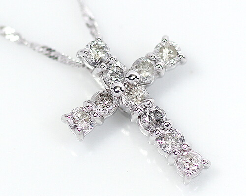 K18WG　0.3ct　ダイヤモンドクロスペンダント