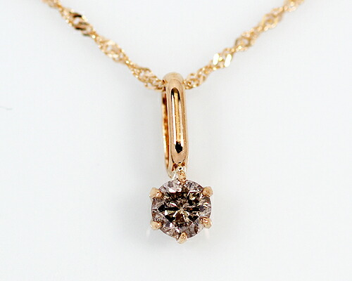 楽天市場】0.3ct ブラウン ダイヤモンド ネックレス K18 WG PG 天然