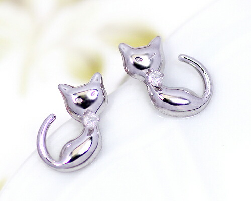 K10 WG 0.02ct ダイヤモンド キャット ピアス 11,715円