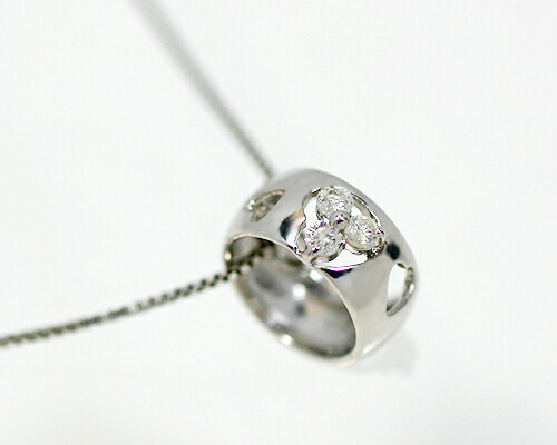 K18WG台　0.03ct　ダイヤモンドデザインペンダント　（10金ベネチアンチェーン）
