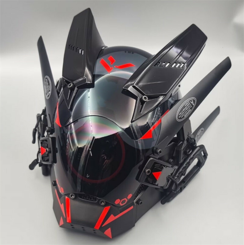 【送料無料】サイバーパンクマスク 戦術用フェイスマスク プレデター風発光ヘルメット 仮面ライダーコスプレ用ハイテクヘッドギア 電池のタイプ