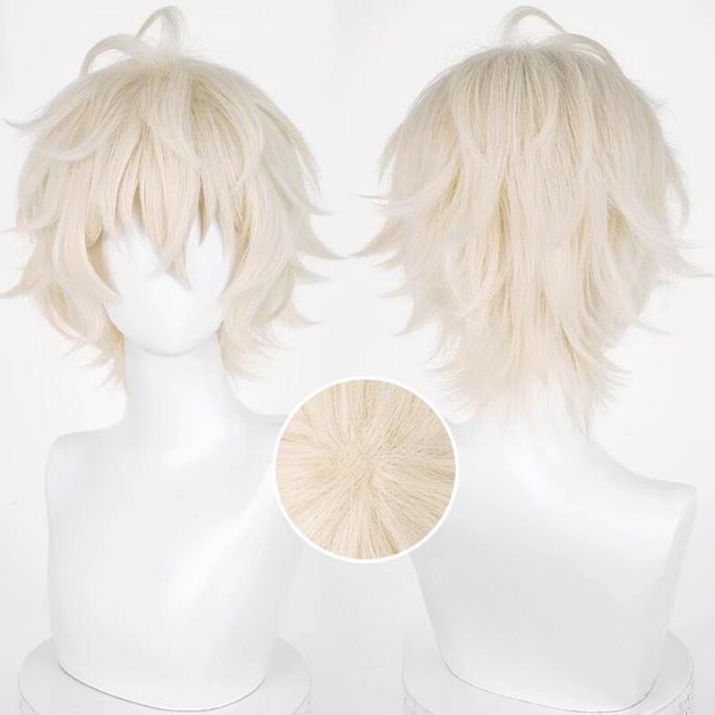 コスプレ 百夜ミカエラ ひゃくやみかえら 終わりのセラフ Seraph of the End 終わセラ コスプレウィグ ウィッグ かつら ウィッグネット付き ベージュ色の短髪画像