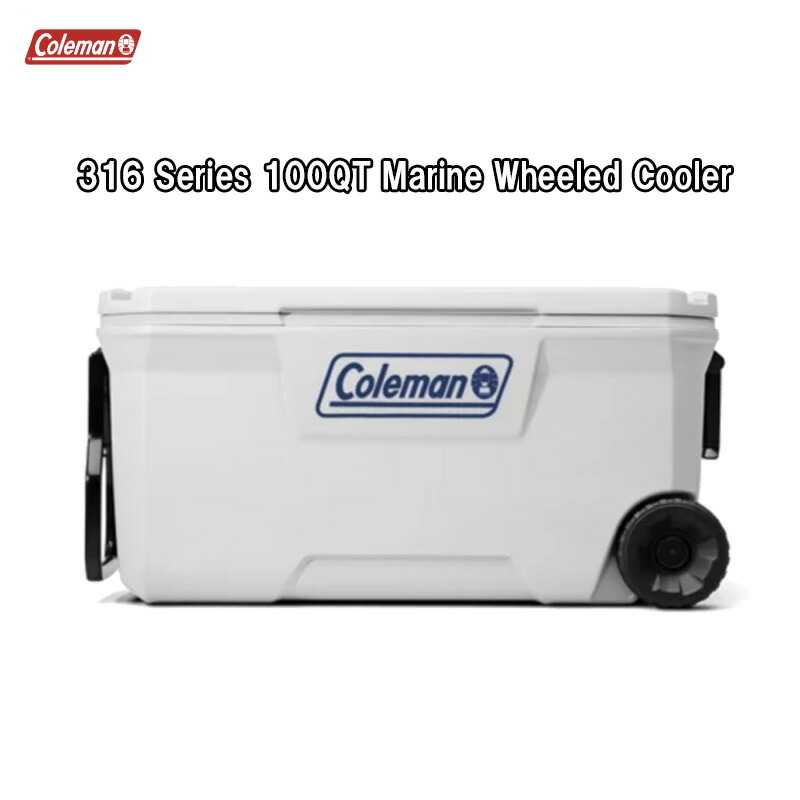 【店内最大限度50%OFF 11日01:59まで】電話を掛けるマン 冷房装置ボックス席 COLEMAN 316 Series 100QT Wheeled Cooler Marin White 米国海兵隊員白いこと 95L 車輪冷房装置 日本未発売 [3000006488]