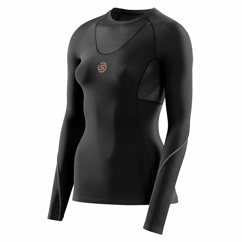 スキンズ SERIES-5 トップスロングスリーブ ブラック 18221510-019 ウィメンズ レディース SKINS コンプレッションウェア フィットネス トレーニング ヨガ ジム