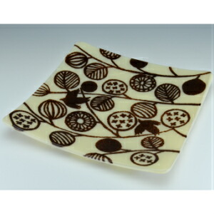 Fukico Ceramico 絵皿 Happy Birds 瑠璃
