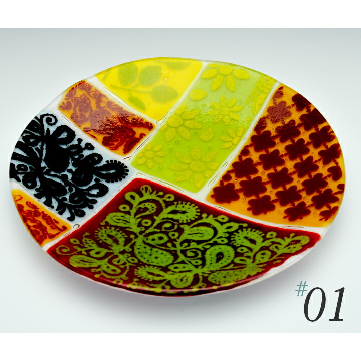 Fukico Ceramico 絵皿 Marrakesh Collage 丸皿 瑠璃